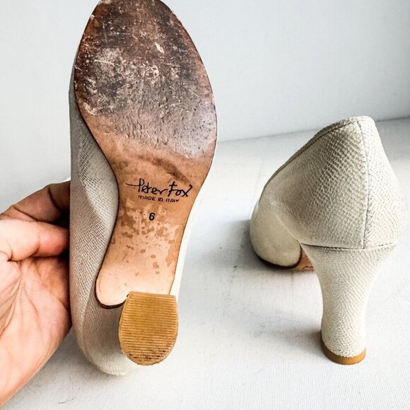 Peter Fox Nude Leather Classic Round Toe Heels w Slight Sheen 6 - Picture 8 of 12